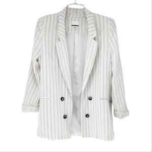 Jules & Leopold Linen Blend White and Gray Striped Blazer Size Medium